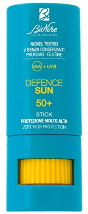 Bionike Defence Sun - Stick Solare SPF 50+ con Burro di Karitè, Uso Localizzato per la Protezione di Zone Sensibili (labbra, naso, orecchie), Nei, Cicatrici, Tatuaggi, Rafforza e Ripara la Pelle, 9 ml
