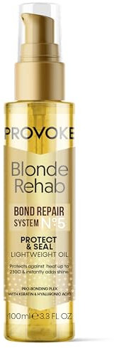 PROVOKE Blonde Rehab N0'5 Protect and Seal Bond Repair Hair Oil 100 ml, Protects from Heat & Adds Shine in 1 Use, with a Pro Bonding Complex, Keratin & Hyaluronic Acid, for Blonde Damaged Hair, Gold