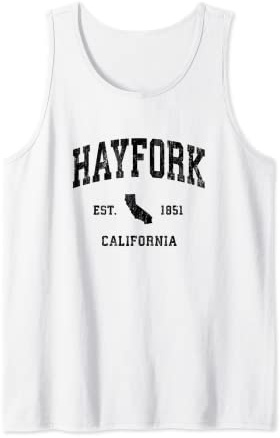 Hayfork California CA Vintage Athletic Black Sports Design Tank Top