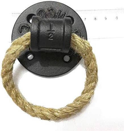DUNSBY Türklopfer Einfaches Morden Eisen Rohrflansch Türzuziehgriff Klopfer Mit Seil Loft Industry Stiltor Entfalten Installieren for Innentür (Color : Gold Black)
