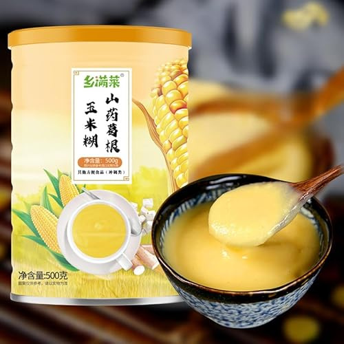 Chinese inatant yam corn paste soup, yogurt fruit grains Oatmeal, black sesame walnut black bean powder, sweet snacks, nutritious substitute breakfast Congee, coarse grain (Corn paste 500g,2 cans)