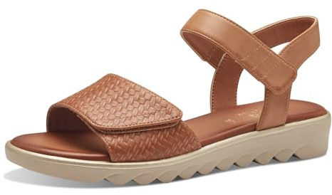 Jana Damen Sandalen flach mit Klettverschluss Vegan, Braun (Tan), 38 EU