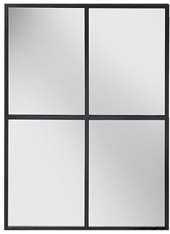 THEROSE Espejo Ventana, Espejo Industrial Cruz, Espejo Aluminio Negro, 120x80 cm (80x80 cm, Negro)