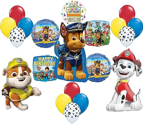 Anagram Paw Pups Chase Rubble and Marshall on Patrol Birthday Party Supplies Balloon Bouquet Decorations