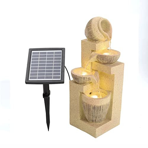Fontana da giardino per esterni Fontana a cascata in resina Fontana con giochi d'acqua Luci a LED Decorazioni da giardino per esterni per interni Cascate da pavimento Fontane per cortile domestico