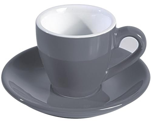 ionEgg Porcelain Espresso Cup with Saucer, Espresso shot Cup, 80ml/2.7Oz, Grey