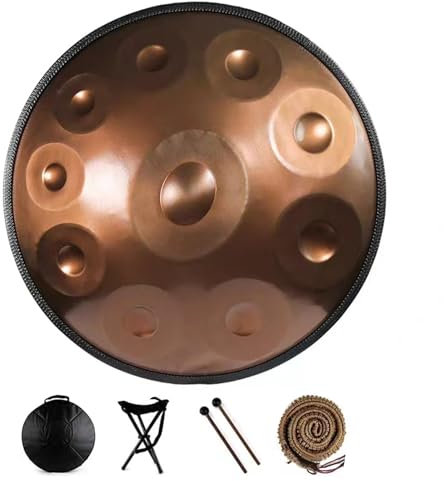 IPUDIS Handtrommel, 10 Noten, 55,9 cm, Stahlzungentrommel, d-Moll mit weicher Hand-Pan-Tasche, harmonische Percussion für Klangheilung, persönliche Meditation, Yoga