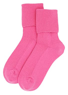 iMongol Cashmere Women Ladies Men Sleep Bed Outdoor Socks, Made in Inner Mongolian (US 5-10, Rose Pink)