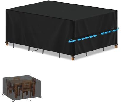 SIMPHAUS Funda Exterior Muebles Jardin Funda Cubre Mesa Exterior Funda Impermeable Oxford 420D Lona Protectora Exterior Mesa Baja Exterior 120x60x75cm