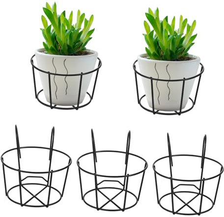 Gogogmee Set 5 Pezzi Portavasi Sospeso in Ferro Per Balcone e Interno, Mensola Per Vasi Di Fiori Rotonda Design Angoli Arrotondati, Supporto Pratico Per Piante Succulente e Ornamentali