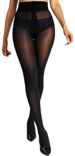 HOTBOSS Unbelievable Durability Tights, Rip Resistant Pantyhose, 40D Semi Sheer High Waist T-Crotch Strong Tights for Women, Black-M