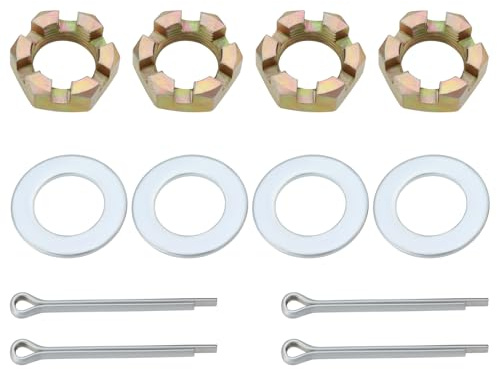 OTOTEC 2 Sets Anhängermutter-Set, 2,5 cm Karbonstahl, Schaftscheiben, 5,8 cm lange Splinte, kompatibel mit 2,5 cm Schaftspindel für Anhänger, Wohnmobil, Boot