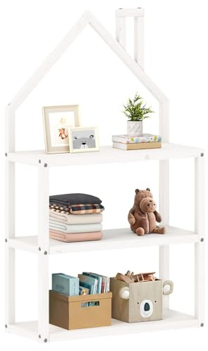 IDIMEX Kinderzimmer Regal LENISE in Hausform weiß - Kinderregal, Bücherregal, Massive Kiefer, 3 Ablagen mit viel Stauraum