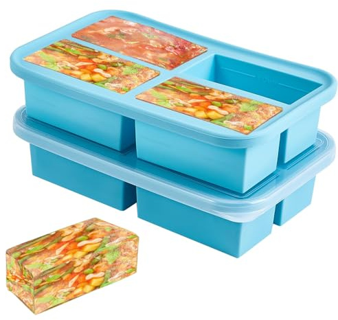 Großes Silikon-Suppen-Gefriertablett mit Deckel, Souper Gefrierschrank, Behälter für Suppe, Soßen, Mahlzeitenvorbereitung, und Babynahrung, Silikon-Suppenwürfel, Lebensmittel-Gefriertablett für