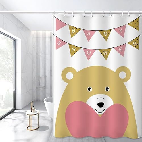 Duschvorhang Senf Gelb Rosa Duschvorhang Stoff Polyester Shower Curtains Anti Schimmel Badevorhang Waschbar Duschvorhang Wasserdicht Duschvorhänge mit 12 Duschvorhangringen 180x220cm