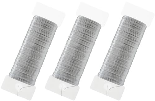 GWJX pysseltråd tunn 3 rullar tråd för pyssel gör-det-själv smyckestråd för smyckestillverkning, blomtråd, pysseltrådar för blombukett, stjälklinda (60 m/silver)