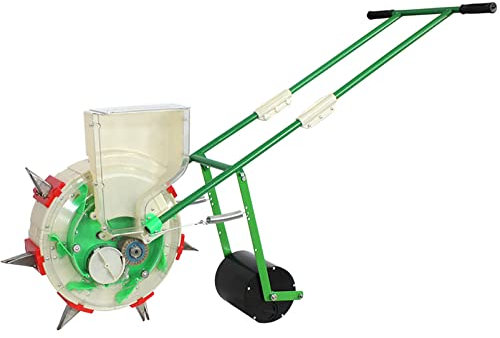 KIUYTQQ Precision Sowing Planter Push Vegetable Seeder Push Chain Drum Single Row Seeder Seed Sower for Corn Beans Cotton Peanut Various Seeds