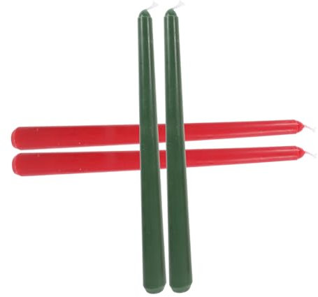 minkissy 4pièces Lot de Bougies Coniques Anti-Gouttes Non Parfumées Rouges Et Vertes pour Décorations De Noël Et Kwanzaa pour Chandeliers De Dîner