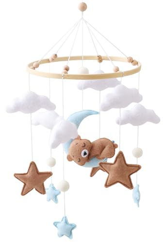Mobile Baby Windspiele, Schlummernder Bär Baby Mobile Babybett, Mobile Wickeltisch Hängende Bettglocke, Babyzimmer Kinderzimmer Deko, Neugeborenen Geschenk für Baby Jungen und Mädchen