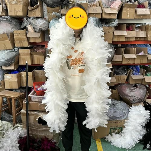 2 Yard 200G Flauschige Truthahn-Federboa für Karnevalskleid, Bühne, Hochzeit, Party, Dekoration, DIY, Bastelschal, Plumas, Kostümzubehör, weiß