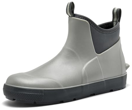 GemChve Gummistiefel Herren,Gartenschuhe herren Kurze,Chelsea Boots Damen,Arbeitsschuhe Gummistiefel Halbhoch,Deckstiefel​ Wasserdicht Rutschfest Geeignet Regentag Reisen Angeln Gray44EU