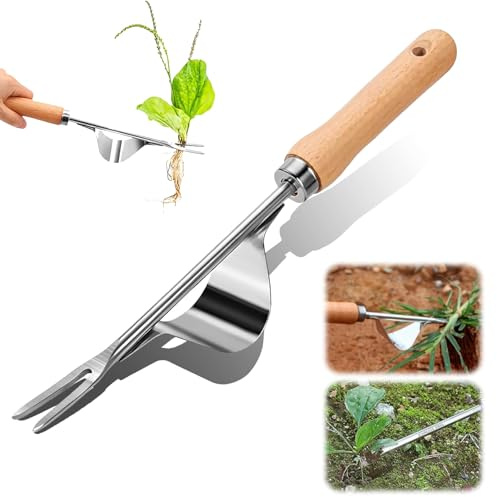 Weed Puller Tool - Metal Leverage Base and V-Shaped Fork Weeding Tools for Garden for Easy Removal of Weeds & Their Roots