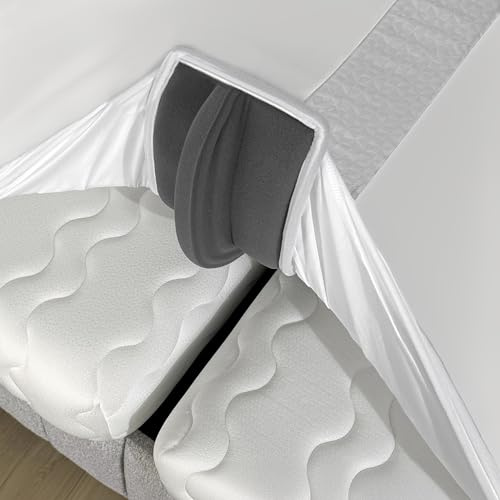 EPHEDORA 2-in-1 Fitted Sheet Attached Bed Bridge Twin (XL) to King Converter Kit | Split King Gap Filler for Adjustable Bed | White