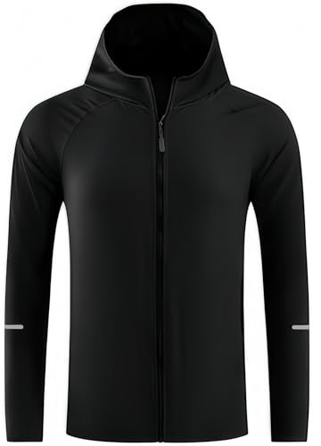 Smatstyle Hombre Chaqueta Deportiva Cortavientos ligero Transpirable Chaqueta Manga Larga Bolsillos con Cremallera Jacket Alta Visibilidad Secado rápido Para Correr Ejercicio Ciclismo