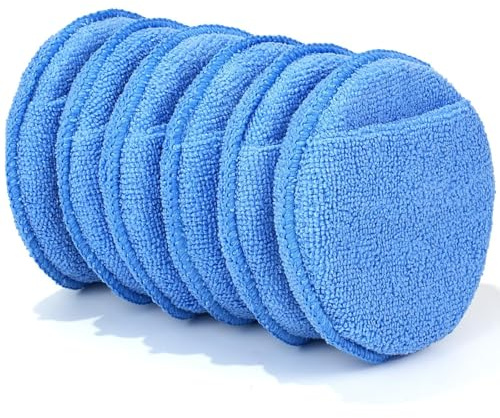 FONASONIC 6 Pack Microfiber Wax Applicator Pads, Car Wax Applicator with Finger Pocket, Detail & Polishing Foam Pad for Car Cleaning and Best Polishing (5 inch)