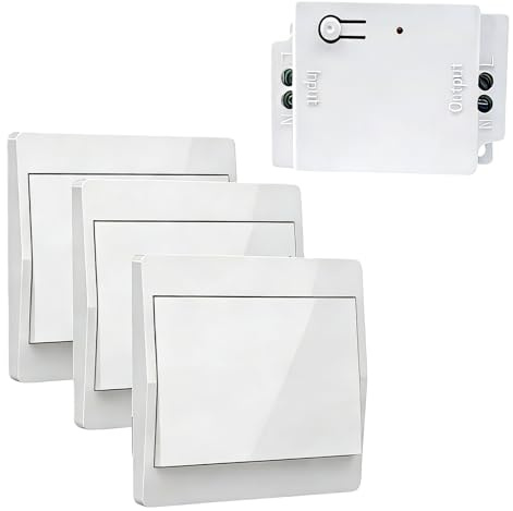 Lot D'interrupteurs Sans Fil 230 V, Interrupteur Sans Fil, Interrupteur Va Et Vient Sans Fil, Interrupteur Mural Étanche Contrôlez Votre Lampe Jusqu'À 200 M (1 Récepteur Et 3 Panneau De