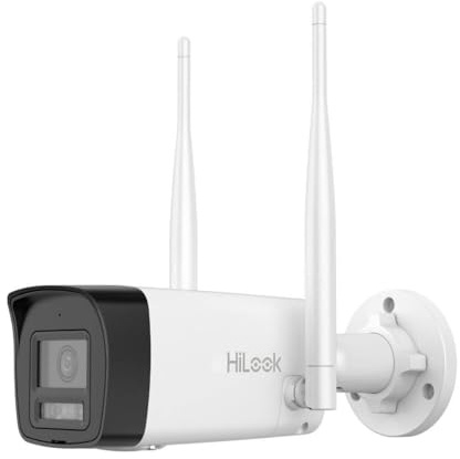 HiLook Telecamera Supplementare WLAN Esterna | Telecamera Bullet da 4 MP | Telecamera per Esterni con Rilevamento di Persone e Veicoli | Visione Notturna 30 m | Audio Bidirezionale | IPC-B140HA-LDF/W