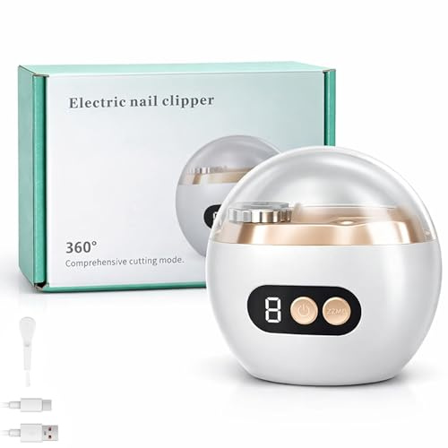 Toe Nail Grinder for Thick Toenails, Electric Nail File & Grinder for Toe & Finger Nails, 3 Speeds, LED Light, Grinding & Polishing for Adults & Seniors (White)