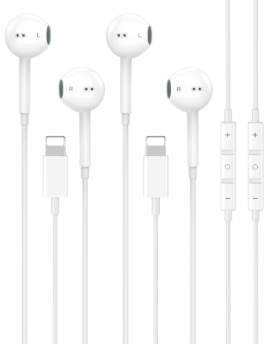 Apple MFi Certified iPhone Earphones Wired with Lightning Connector 2 Pack | Wired iPhone Earbuds/Headphones, Built-in Remote to Control Music/Phone Calls/Volume, for iPhone 14 13 12 11 Pro Max XS XR X