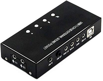 Générique Carte Son USB Externe 7.1 canaux 3D stéréo 3,5 mm Sortie aux Plug and Play pour Windows 8 7 XP Vista Noir