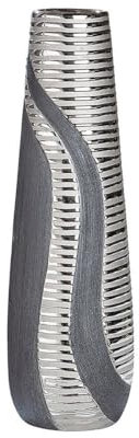 GILDE - Kegelvase Sevilla - Moderne Deko Vasen - Blumenvase - Keramik - anthrazit-Silber - Höhe 49 cm