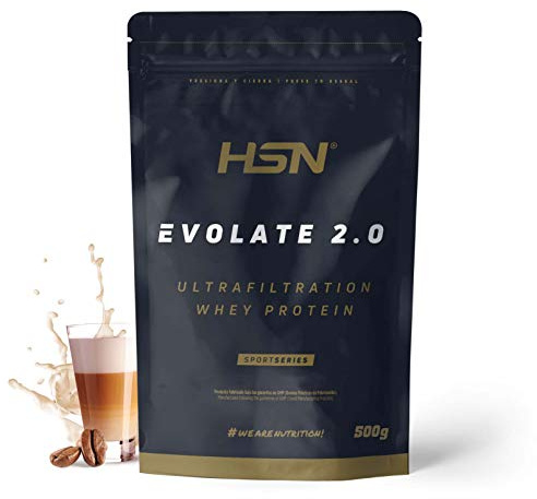 HSN Evolate 2.0 - Café con Leche 500g | Aislado de Proteína de Suero CFM. Whey Protein Isolate 90% con Enzimas DigeZyme®. Sin Gluten ni Soja. No Incluye Dosificador