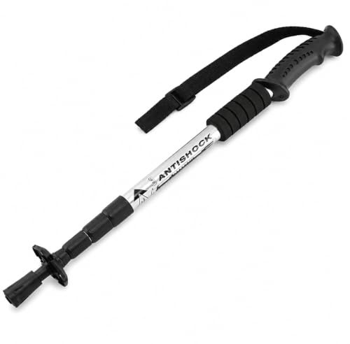 MidGard Teleskop Nordic Walking Stock, 50-110 cm höhenverstellbar, Antischock Dämpfung, Wanderstöcke Silber 1 STK.