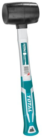 Total - Rubber Mallet | 450g for Tiling & Ceramic Adjustment | Noise-Reducing Fiber Handle | Durable Black Rubber Head | Compatible with Tool Belts, Black, 450g, Fiber Handle