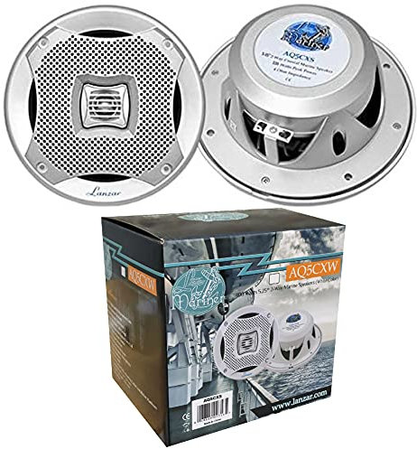 2 altoparlanti compatibile con LANZAR AQ5CXS diffusori silver a 2 vie 5,25 15,50 cm 155 mm 200 watt rms 400 watt max impermeabili per interni esterni hotel ristorante piscina barca, a coppia