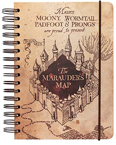 Grupo Erik Harry Potter Karte des Rumtreibers Notizbuch A5 Journal Tagebuch | Reisetagebuch Bullet Journal Ringbuch Mädchen Jungen Einschulung - Notizblock A5 14,8 × 21,0 cm Harry Potter Geschenke Merch