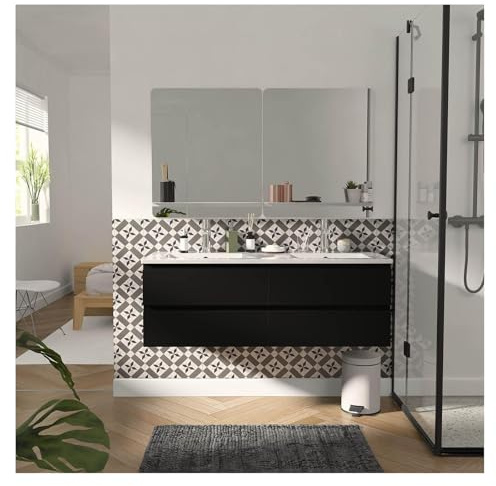 MOB-IN Meuble sous Vasque 120 cm Sorrento Noir Carbone