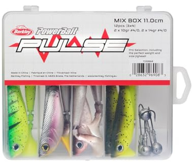 Berkley Pulse Shad Weichgummi Angelköder und Jigkopf Hakenset – Set aus Paddle Tail Soft Baits mit gewichtsangepassten Angelhaken für Hecht, Barsch, Zander