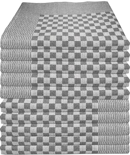 MTEXT Geschirrtücher Küchenhandtuch aus 100% Baumwolle 10 Stück Pack, 50x70 cm, 80g, rot weiß karriert (Blau) (Schwarz)