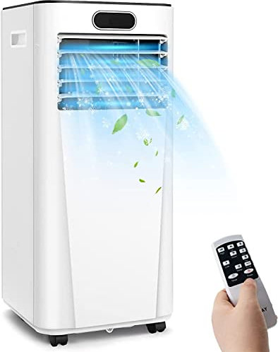 RELAX4LIFE Mobile Klimaanlage 9000BTU, 4 in 1 Klimagerät mit Nachtmodus, Luftkühler & Ventilator & Luftentfeuchter, Air Conditioner mit Räder & Fernbedienung & Abluftschlauch, 24H-Timer, bis 25㎡