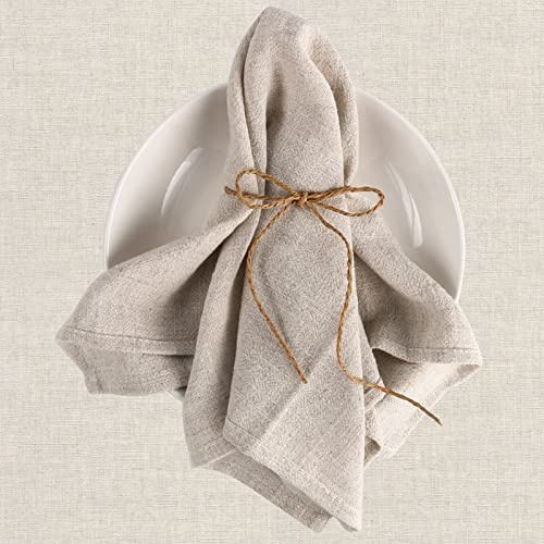 Tovaglioli Stoffa 12 Pezzi - Tovaglioli in Lino Lavabili Riutilizzabili - Beige - 40 x 40 cm - Tovaglioli per Cucina Ristorante Bar Natale Pasqua
