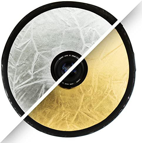 ayex 2in1 Faltreflektor Mount Lichtreflektor rund mit Objektivöffnung Gold/Silber 30cm