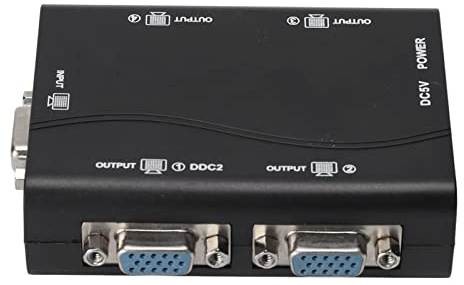 VGA Splitter 4 Port, 1080p VGA Splitter Box 1 in 4 Out, VGA Video Splitter 1 PC auf 4 Monitore, 1920 X 1440 Hohe Auflösung, 40 M Lange Distanz
