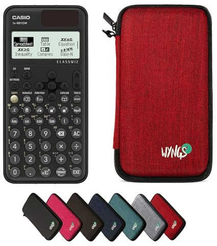 Casio fx-991CW ClassWiz inkl. WYNGS Schutztasche Rot - Wissenschaftlicher Taschenrechner - Basic Set