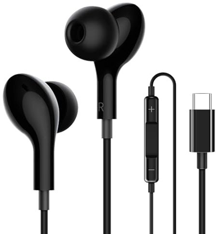 Coolden Kopfhörer mit Kabel für iPhone 15/15 Pro/15 Pro Max/16 Pro Max Kopfhörer HiFi-Audio Stereo Ohrhörer mit Mikrofon und Lautstärkeregler In-Ear Kopfhörer Kompatibel mit iPhone 15/16 Schwarz