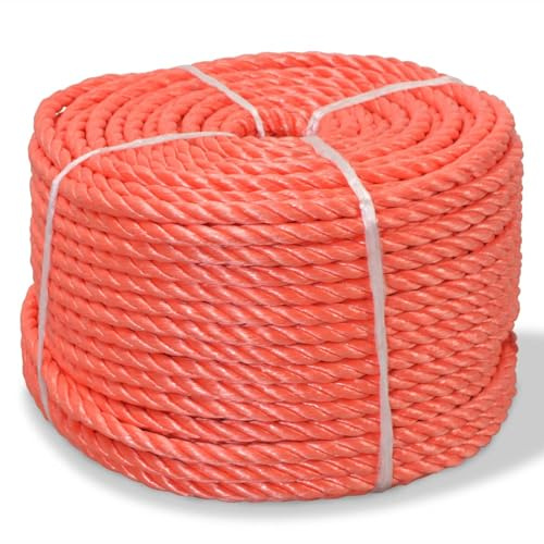 Homgoday Braided Polypropylene Rope 10 mm 500 m Orange Furniture for Indoor Outdoor Home Living Room